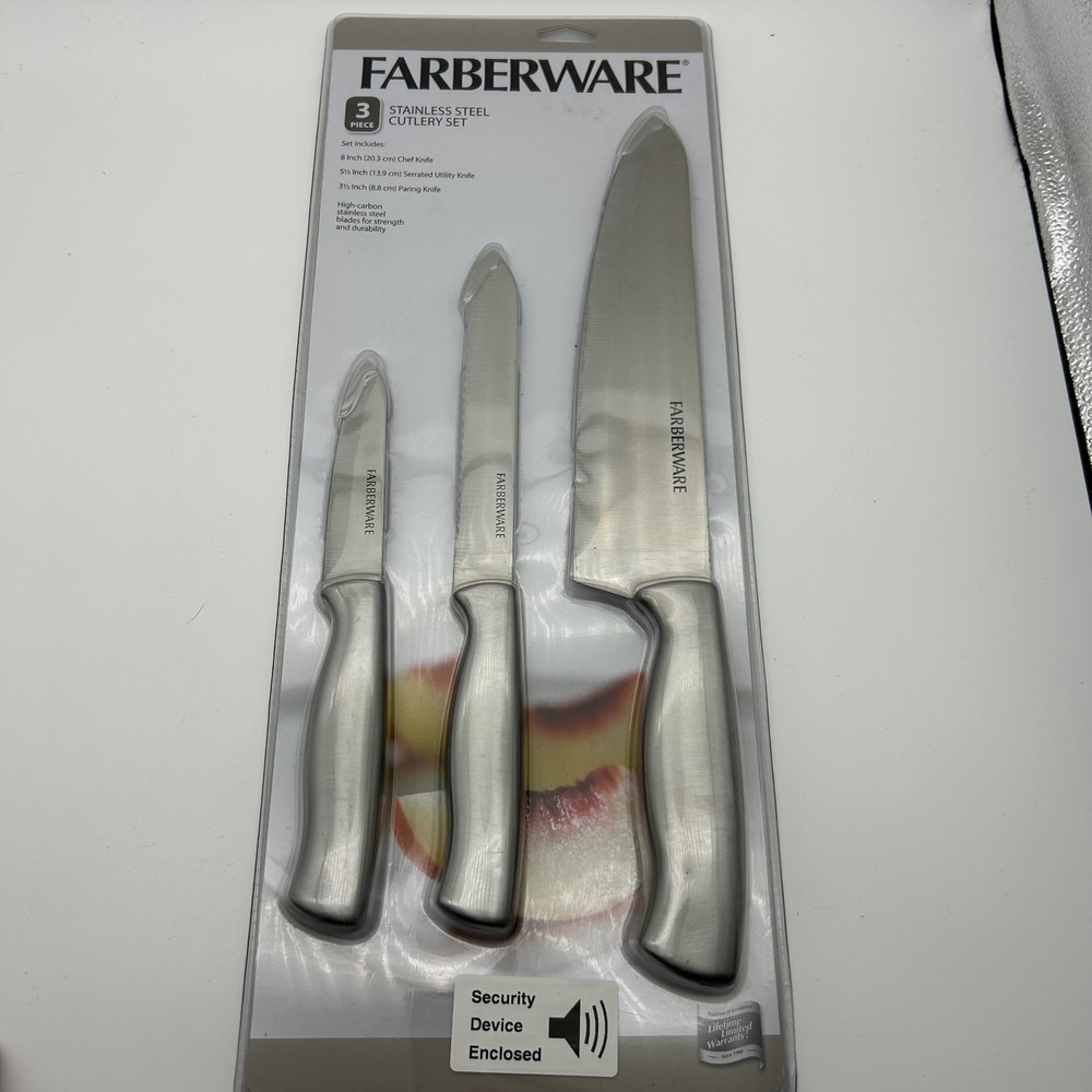 Farberware 3 Piece Stainless Steel Cutlery Set Chef Utility Paring Knives‎